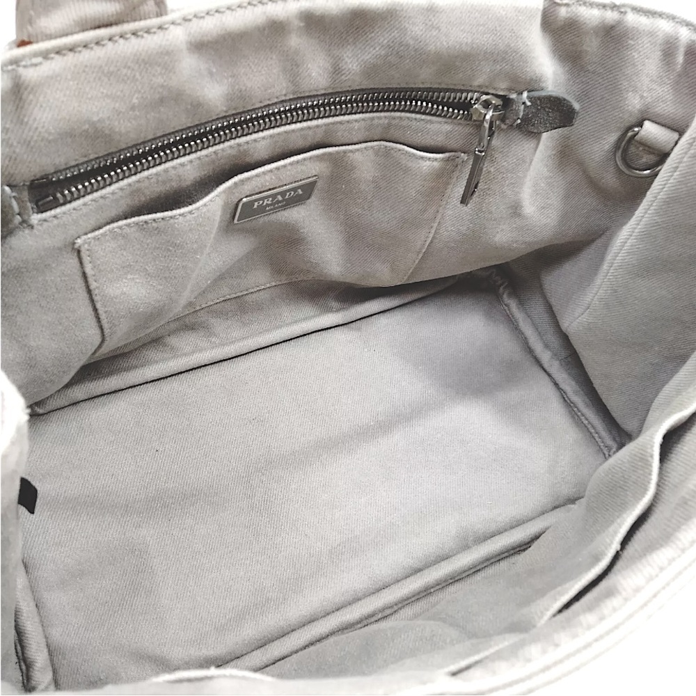 Prada Canapa Evil Eye Gray Tote with Grommets and Studs - Picture 8 of 15